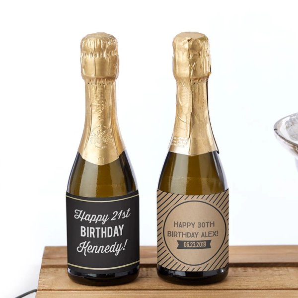 Adult Birthday Party Favors - Personalized Mini Wine Bottle Labels